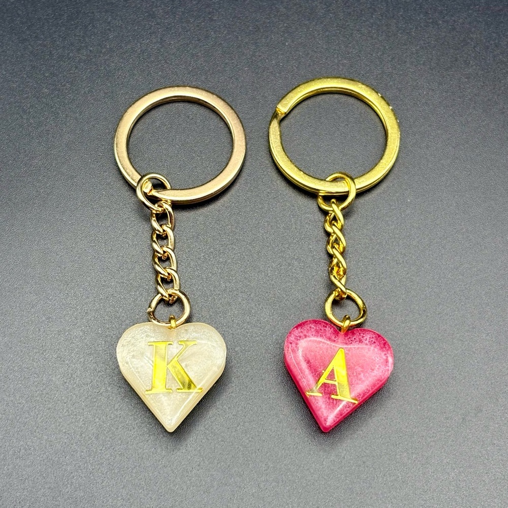 Custom- Heart Keychain Set- HANDMADE